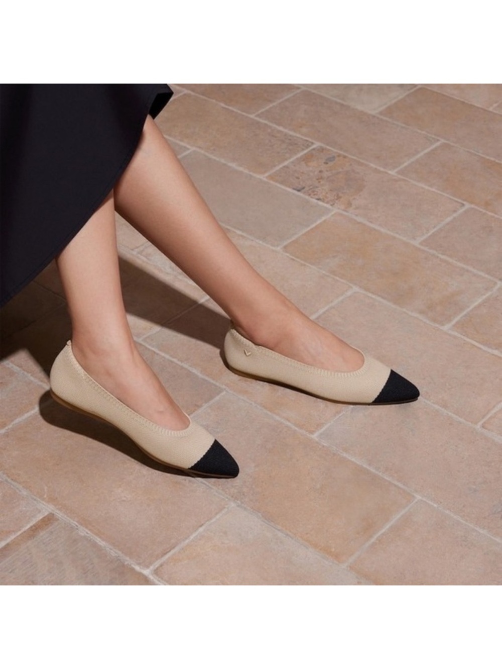 Vivaia Aria 5 Almond/Black Pointed Toe Ballet Flats Size 42